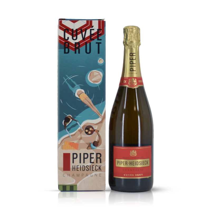 Piper Heidsieck Cuvée Brut met summer edition giftbox en 2 glazen