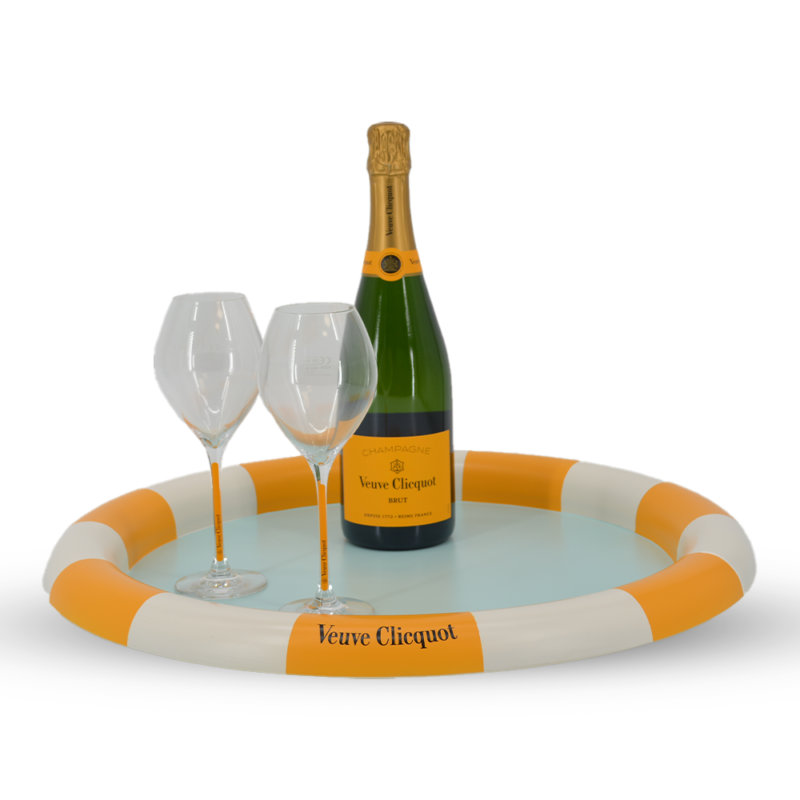 Veuve Clicquot Brut met dienblad, cooler en 2 glazen