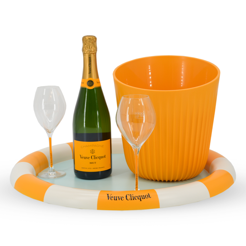 Veuve Clicquot Brut met dienblad, cooler en 2 glazen