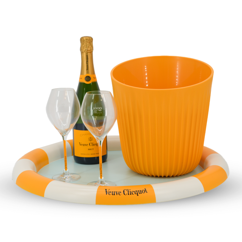 Veuve Clicquot Brut met dienblad, cooler en 2 glazen