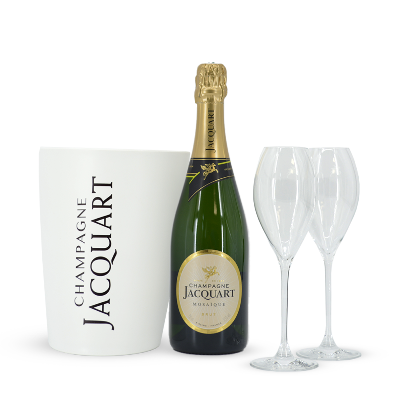 Jacquart Mosaïque Brut met cooler en 2 glazen