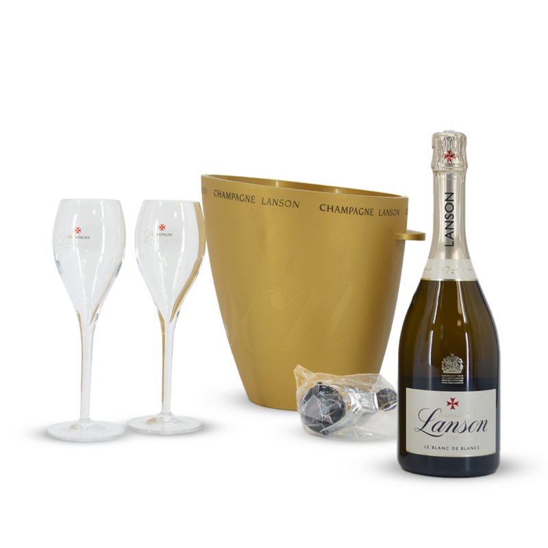 Lanson Blanc de Blancs + gouden cooler + 2 glazen