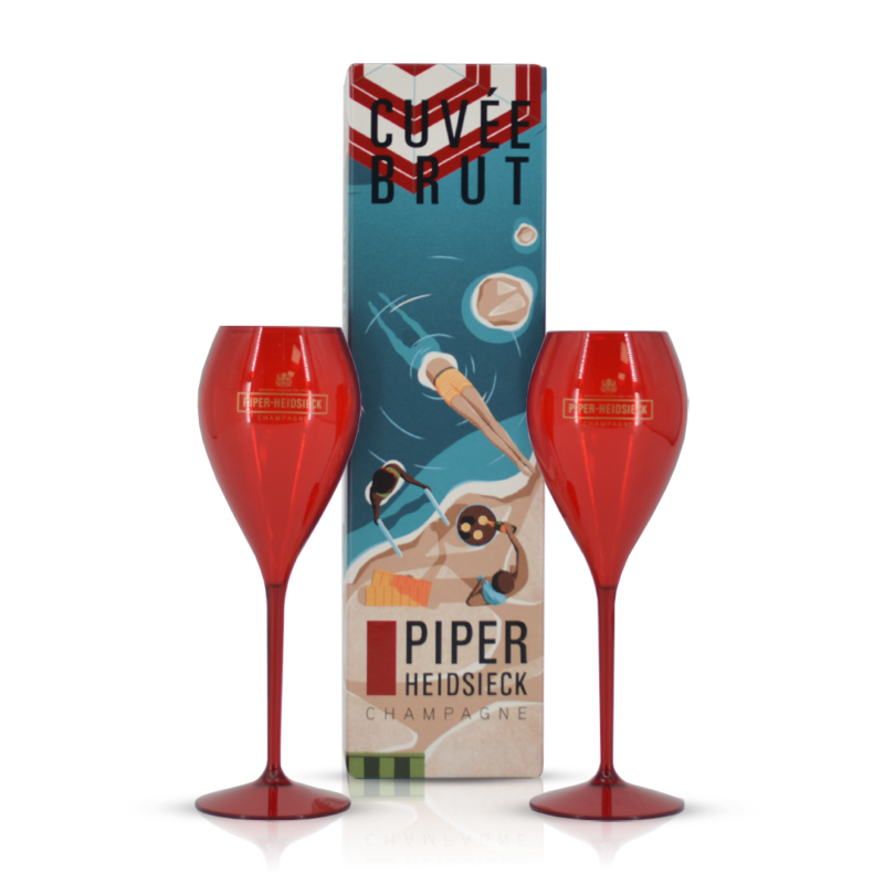 Piper Heidsieck Cuvée Brut met summer edition giftbox en 2 glazen