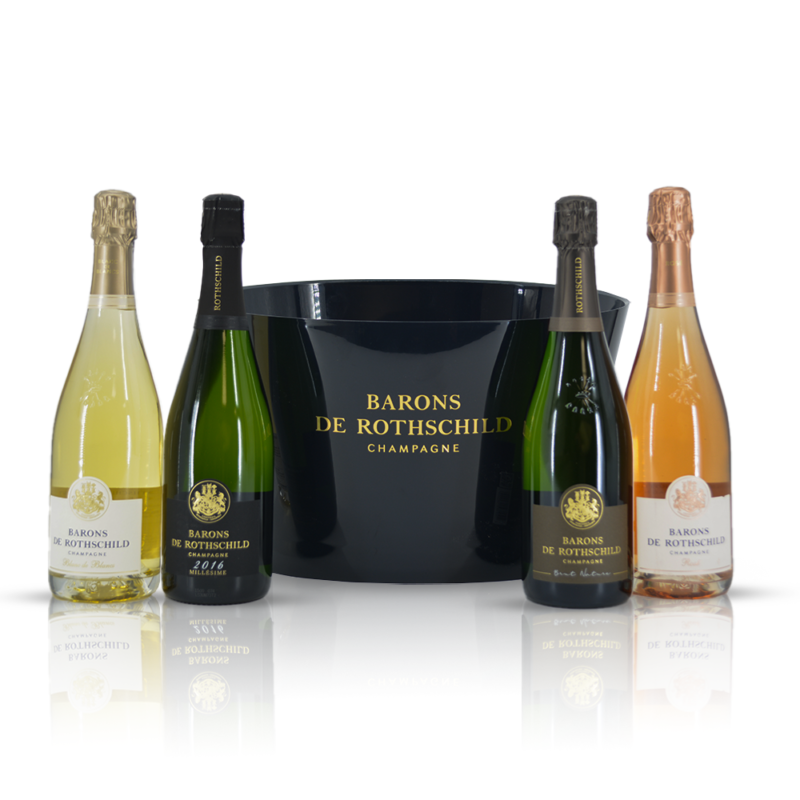 4 flessen Barons de Rothschild met grote cooler