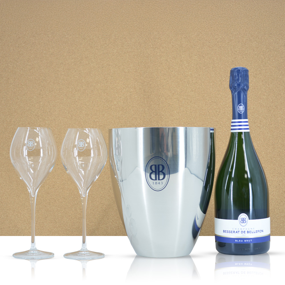 Besserat de Bellefon Bleu Brut met cooler en 2 glazen