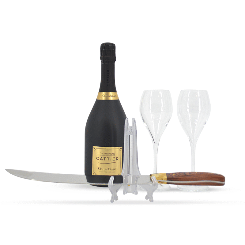 Cattier Clos Du Moulin Brut + Laguiole sabrage + 2 glazen