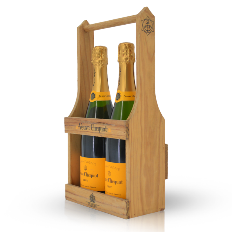 Veuve Clicquot Brut met houten draagrek