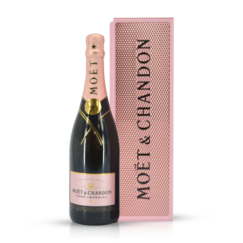 Moët & Chandon Rose Imperial + roze metalen giftbox