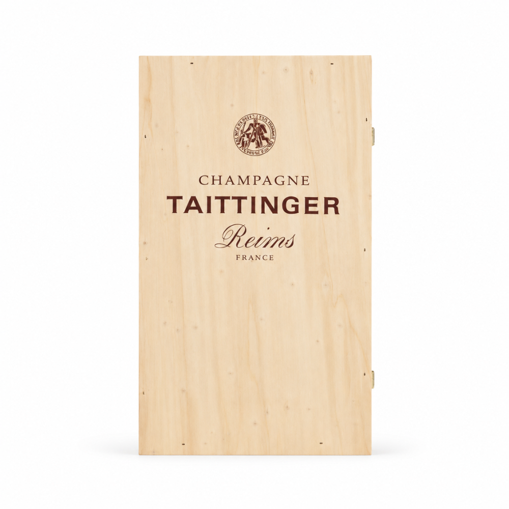 Zwei Flaschen Taittinger Prelude Grands Crus in Holzkiste