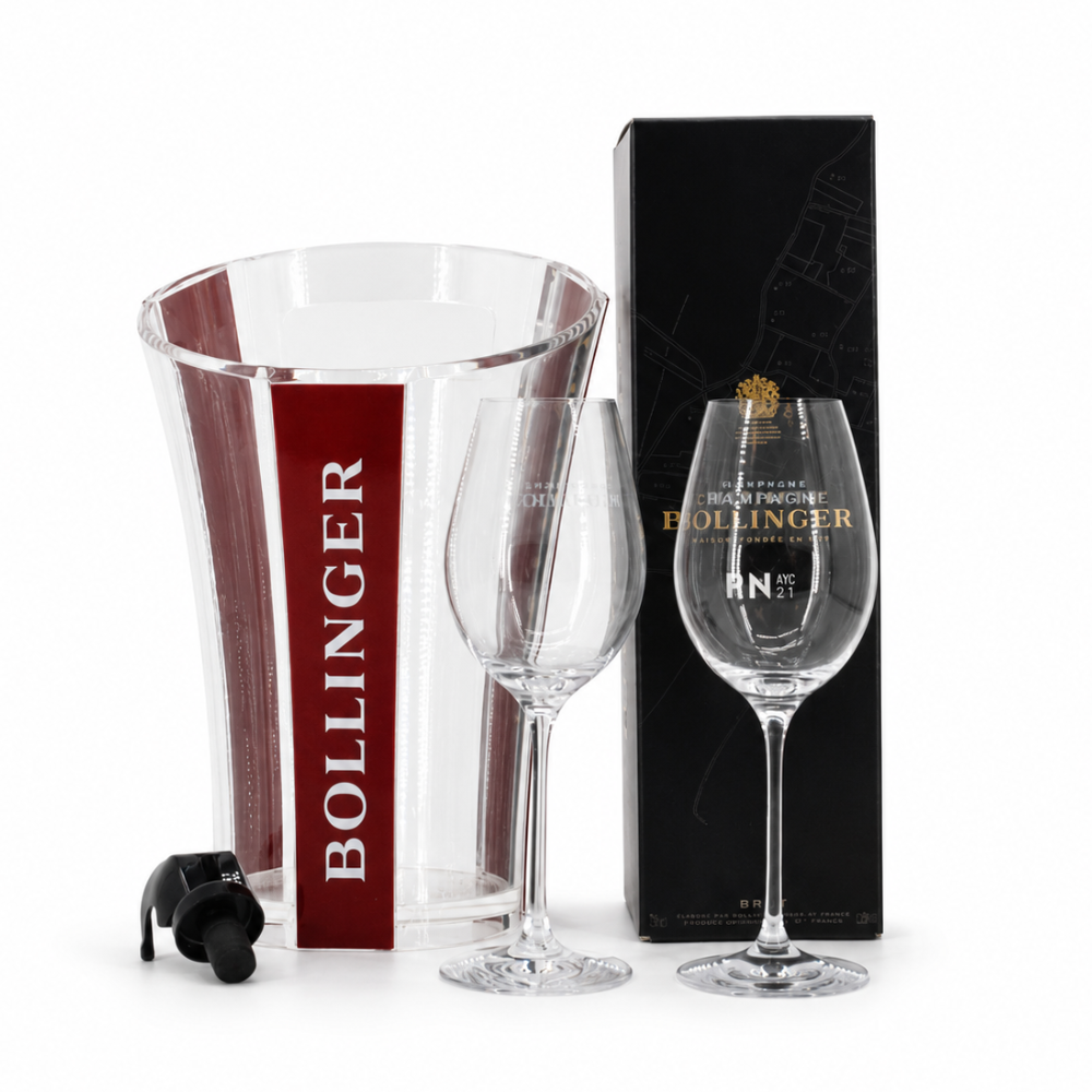 Bollinger PN AYC21 met cooler, 2 glazen en stopper